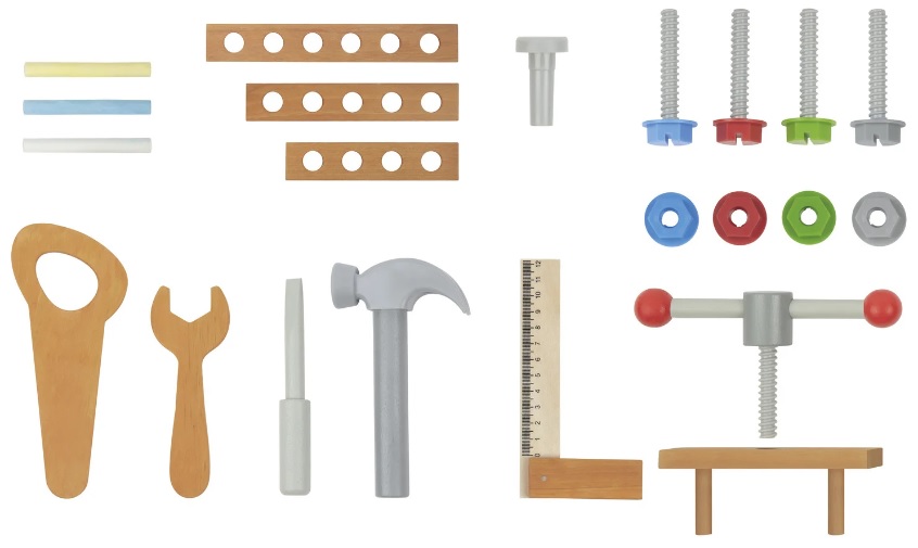 KidLand Dřevěný dětský pracovní stůl ponk s příslušenstvím 446458 5